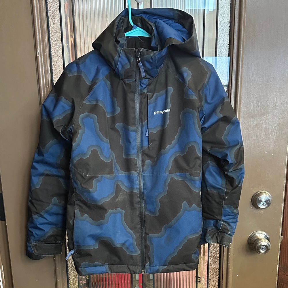 Patagonia Kids Camo Blue and Black Puffer Jacket